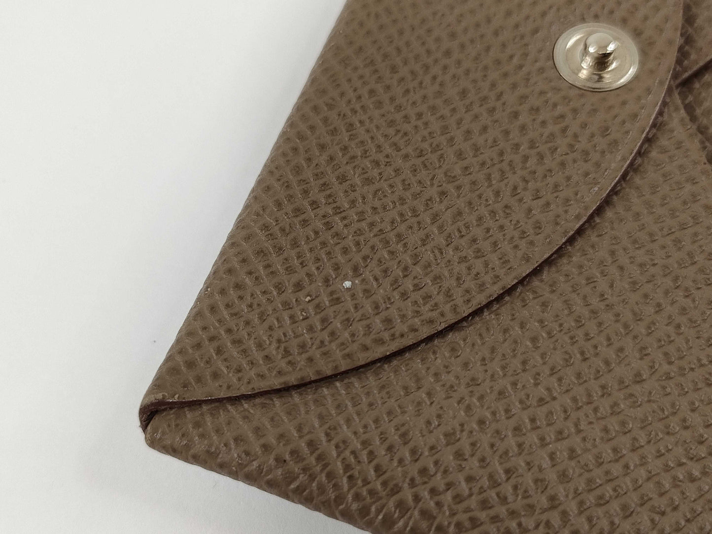 HERMES Card Case □P Engraved Etoupe Card Case, Pass Case, Business Card Case