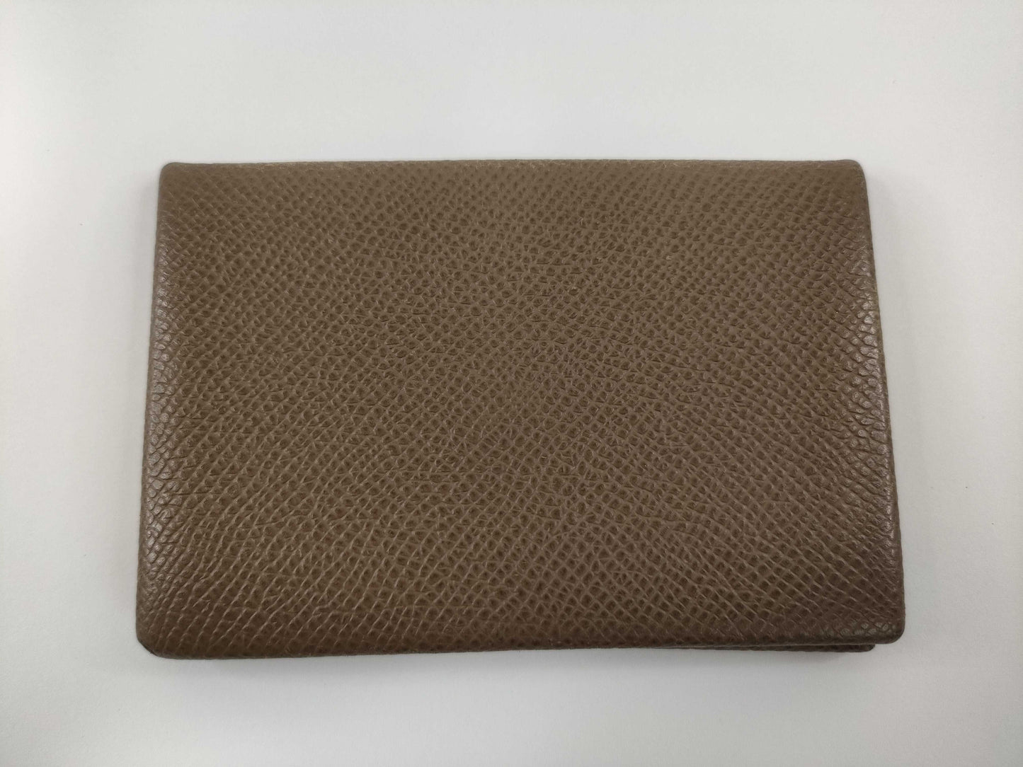 HERMES Card Case □P Engraved Etoupe Card Case, Pass Case, Business Card Case