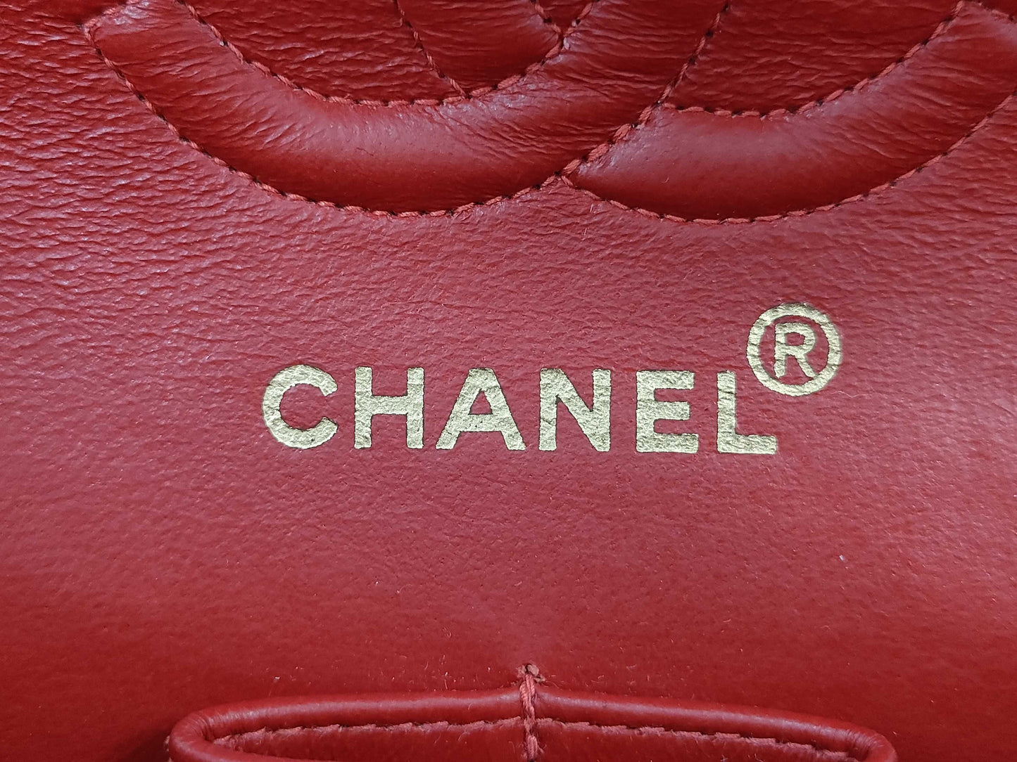 CHANEL 5242324 Lambskin Matelasse 23 Red GD Hardware Double Flap Shoulder Bag