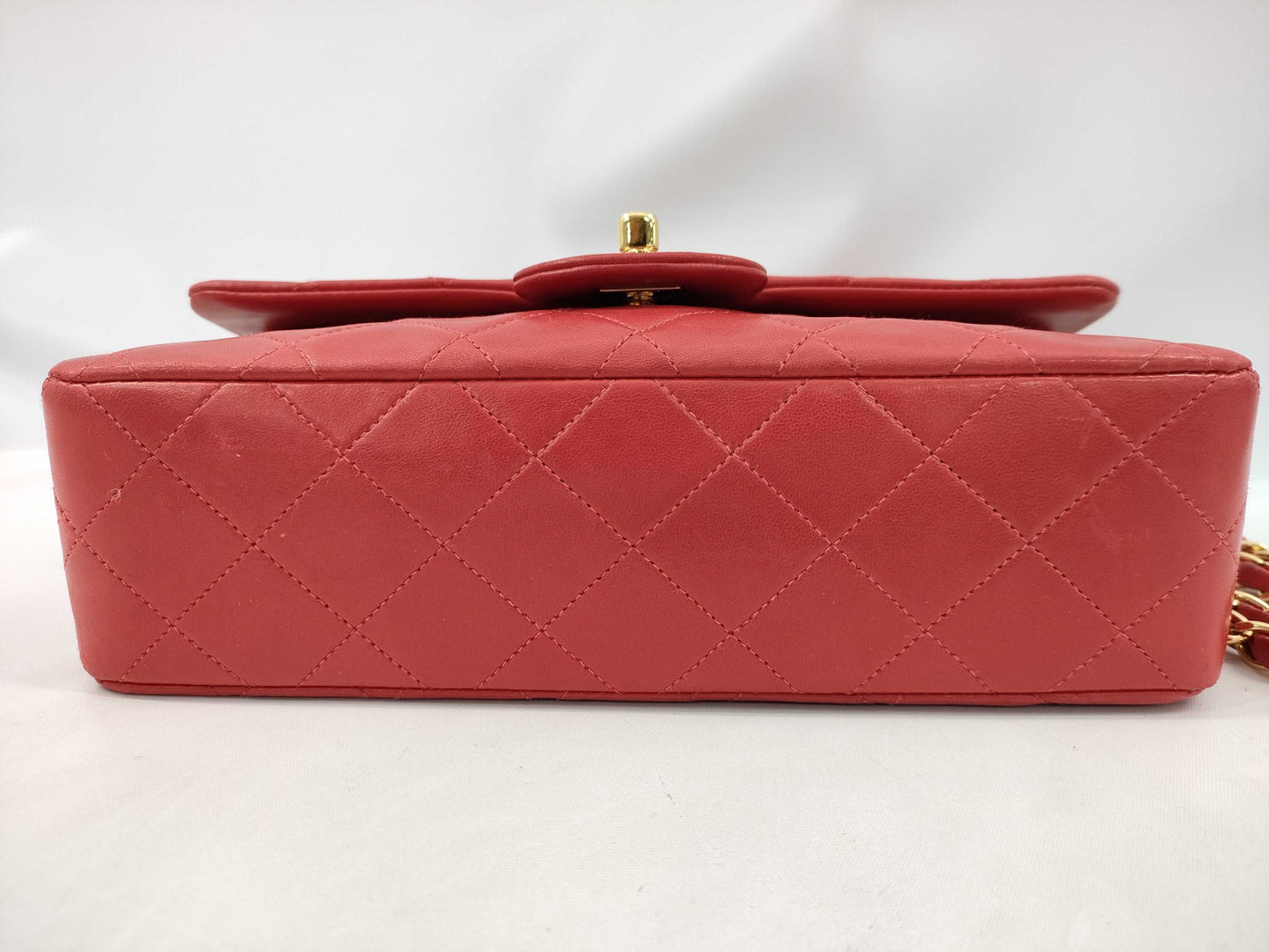CHANEL 5242324 Lambskin Matelasse 23 Red GD Hardware Double Flap Shoulder Bag