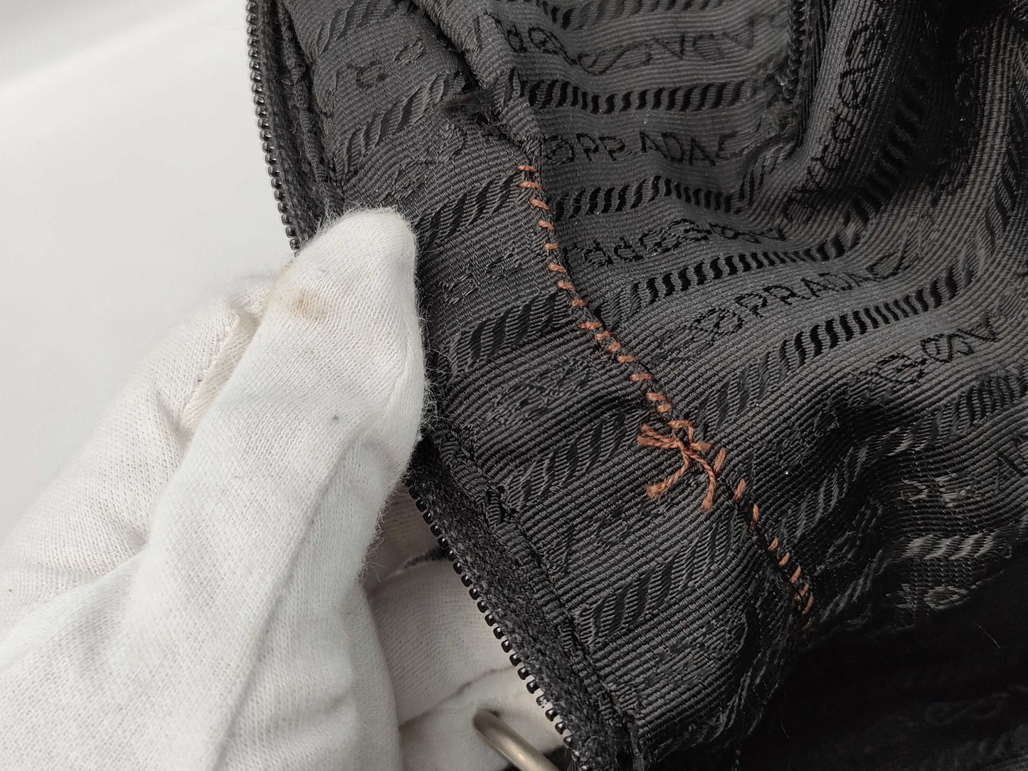 PRADA nylon tote bag with repair marks