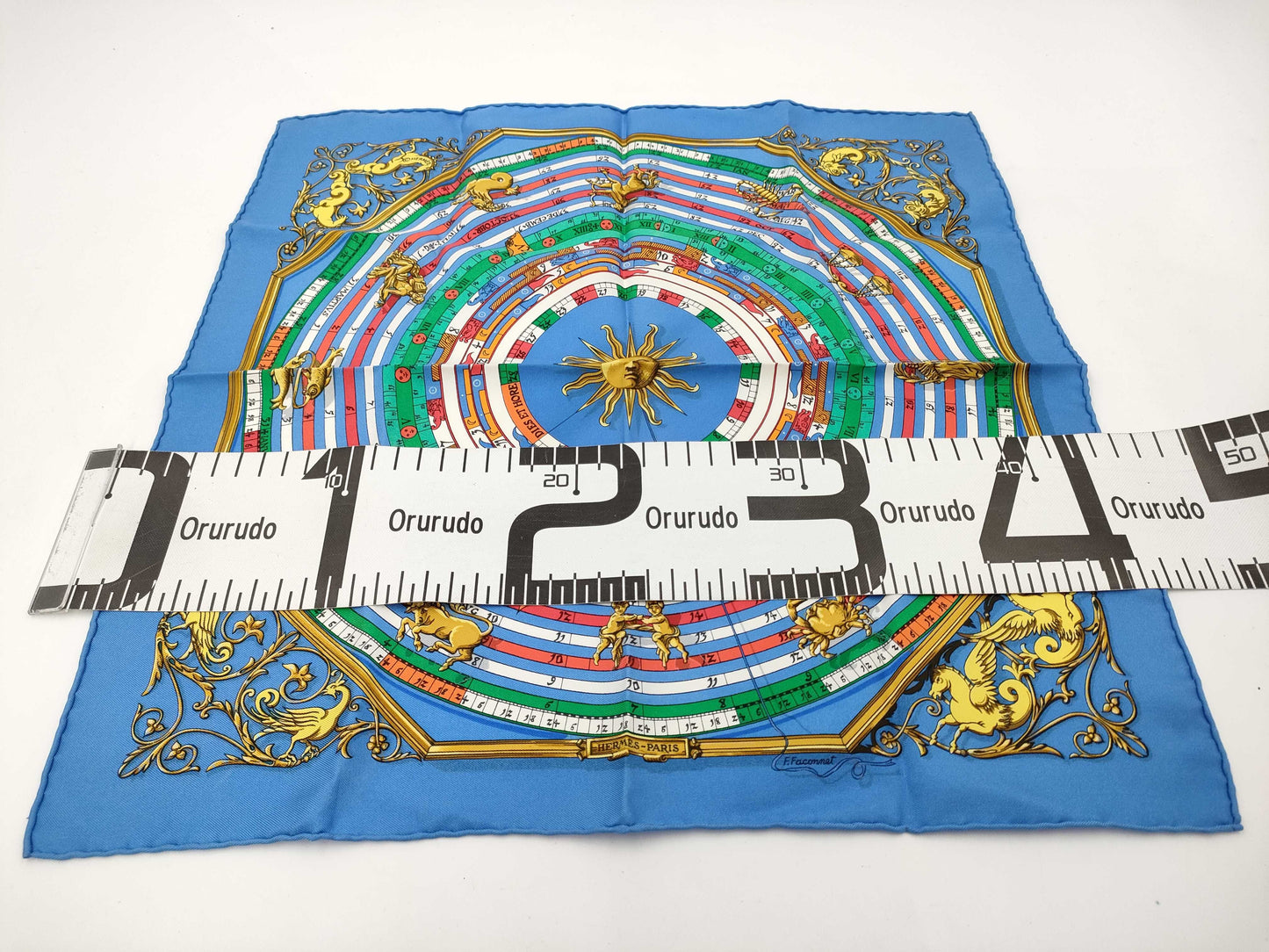 HERMES Carre Petit Carre Faconnet Scarf Blue Scarf