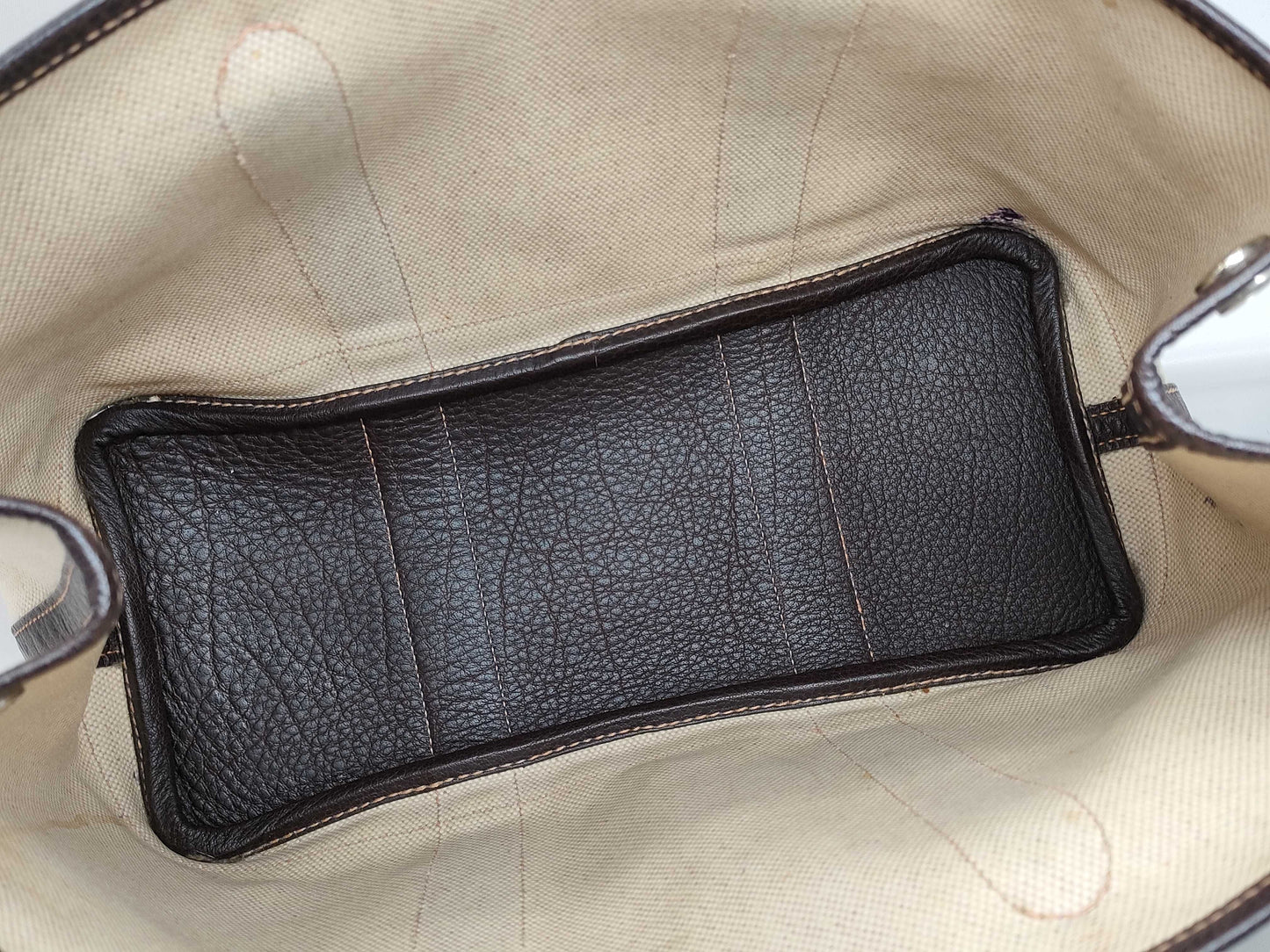 HERMES □I engraved Garden Party TPM Toile H handbag with shoulder strap