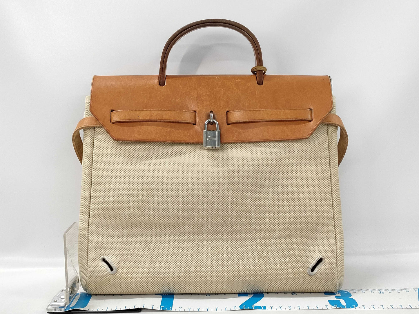 HERMES Airbag Ad PM Toile Silver Hardware B Engraving Interchangeable Bag, Clasp Included Handbag