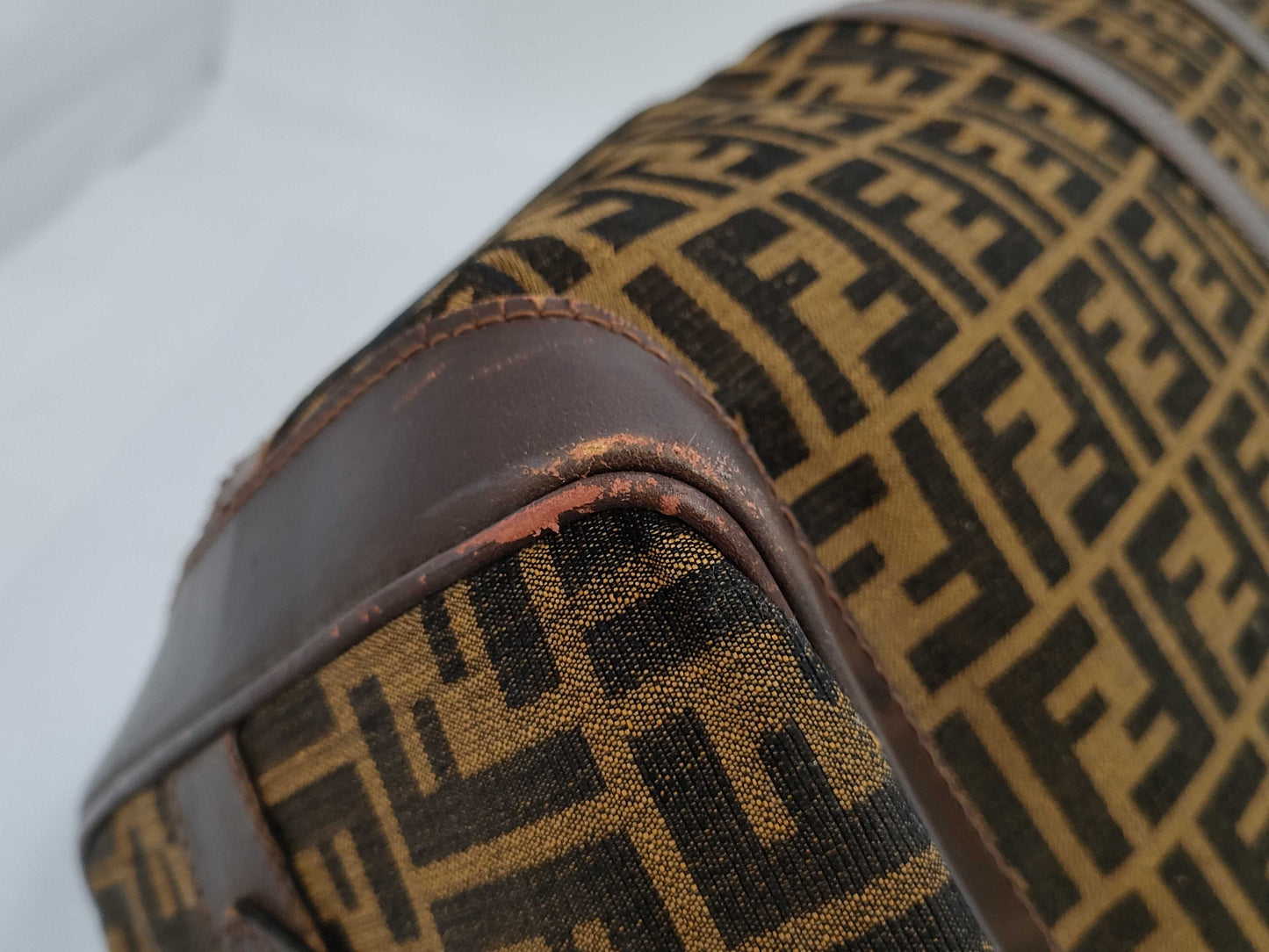 FENDI Zucca pattern old Zucca Boston bag/torn Boston bag