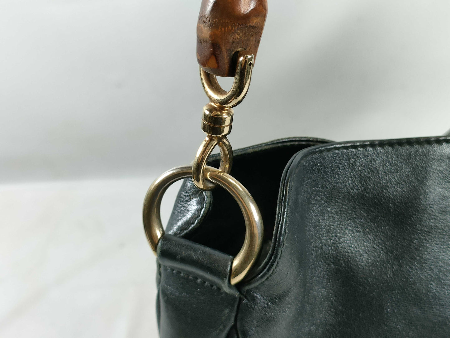 GUCCI Bamboo Leather One-Shoulder Bag Handbag