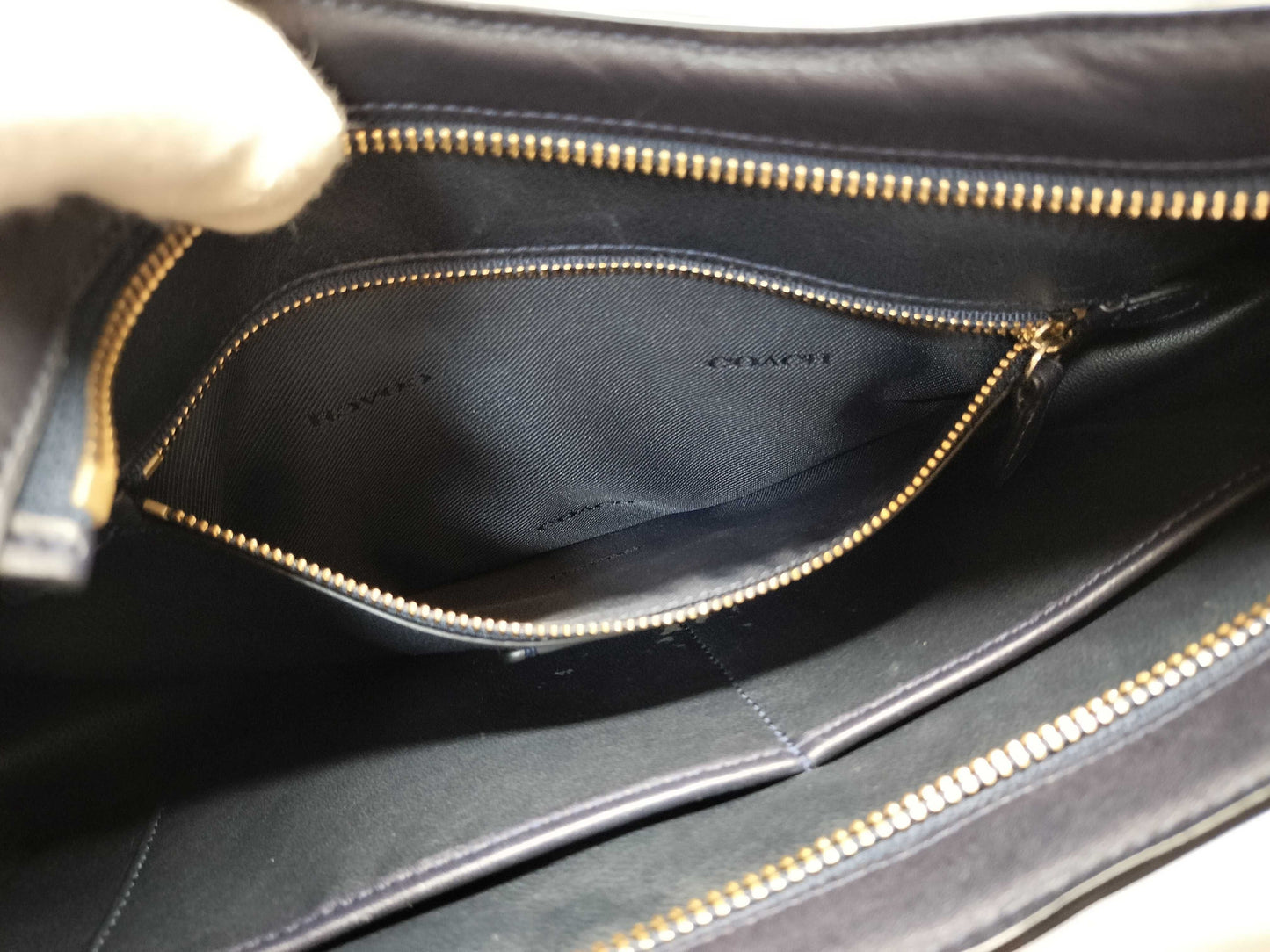 COACH Leather 2-Way Shoulder Bag 54446 Navy Shoulder Bag