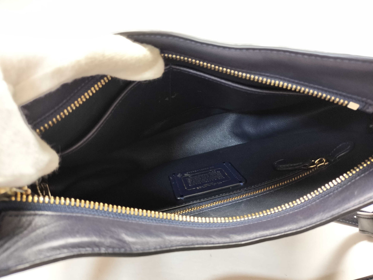 COACH Leather 2-Way Shoulder Bag 54446 Navy Shoulder Bag