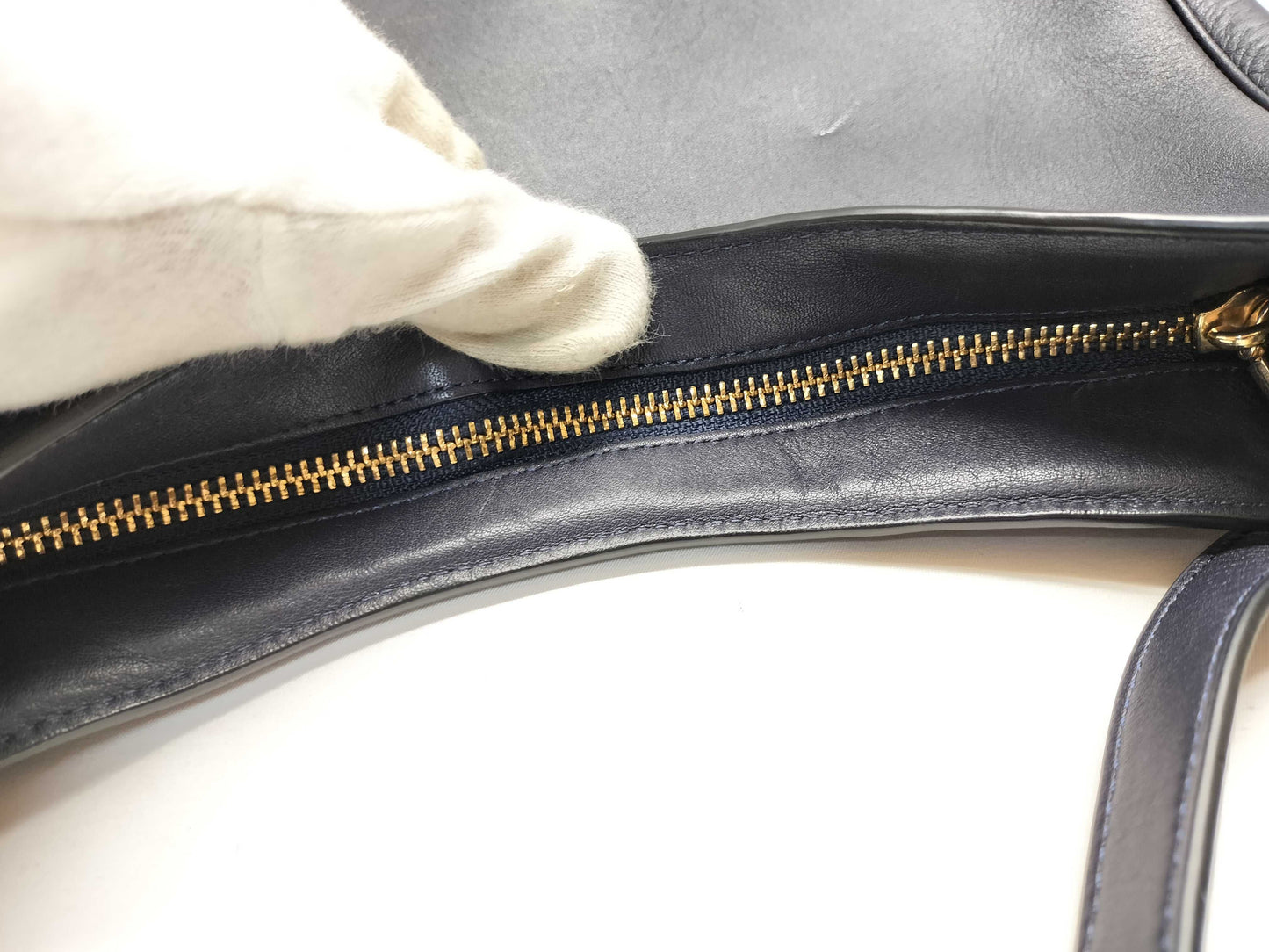 COACH Leather 2-Way Shoulder Bag 54446 Navy Shoulder Bag