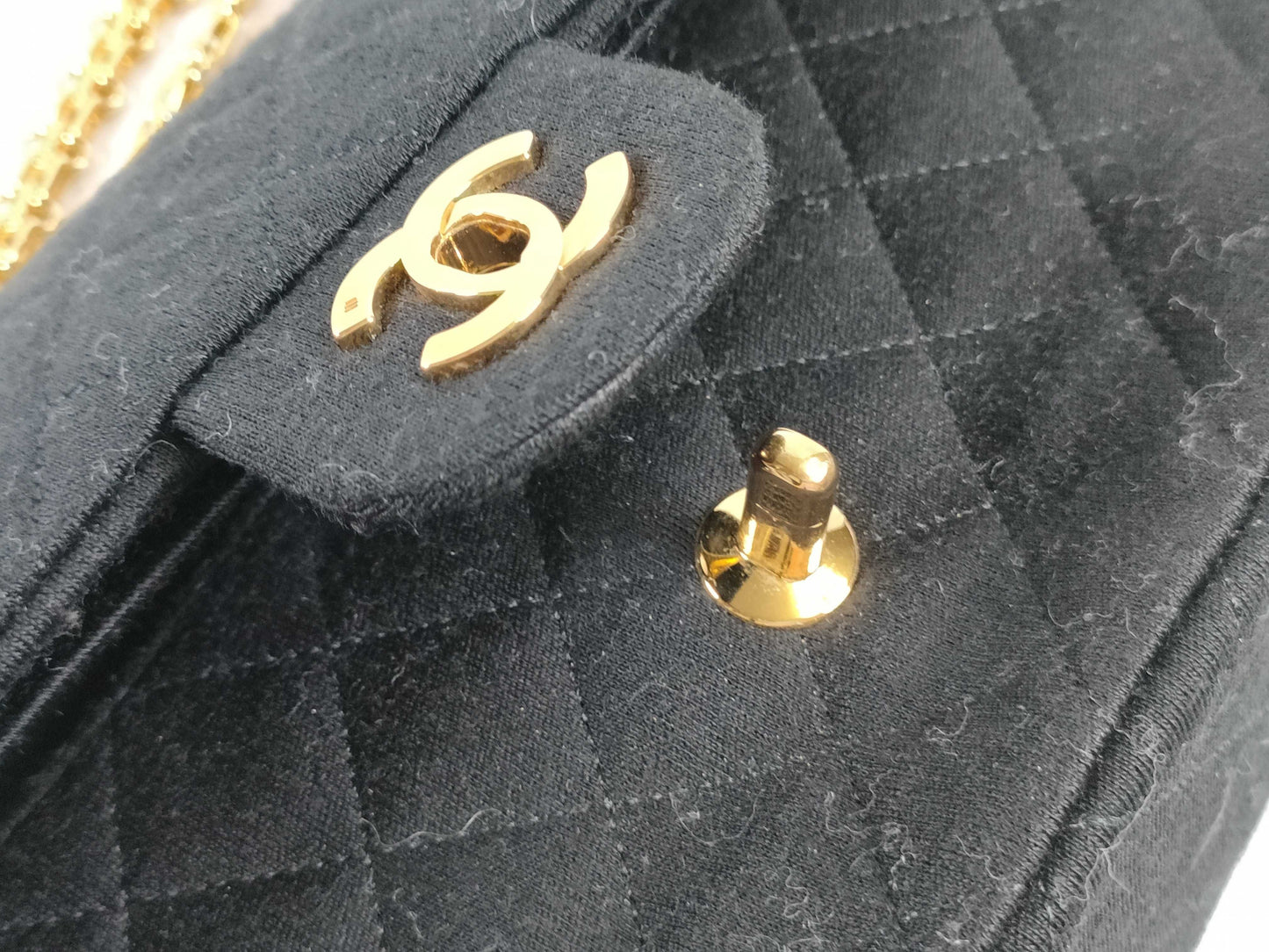 CHANEL Matelasse Jersey Black Double Flap Shoulder Bag