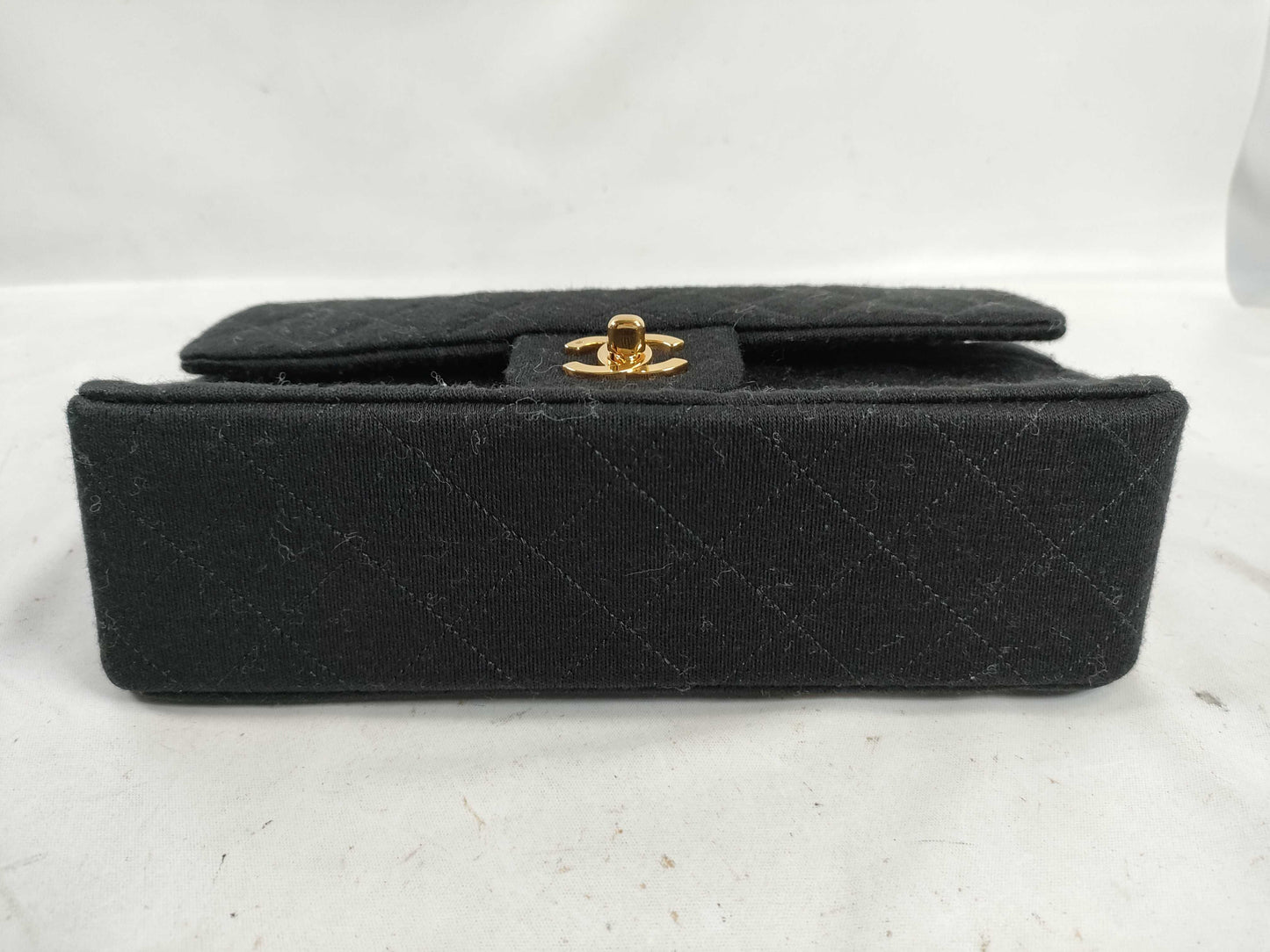 CHANEL Matelasse Jersey Black Double Flap Shoulder Bag