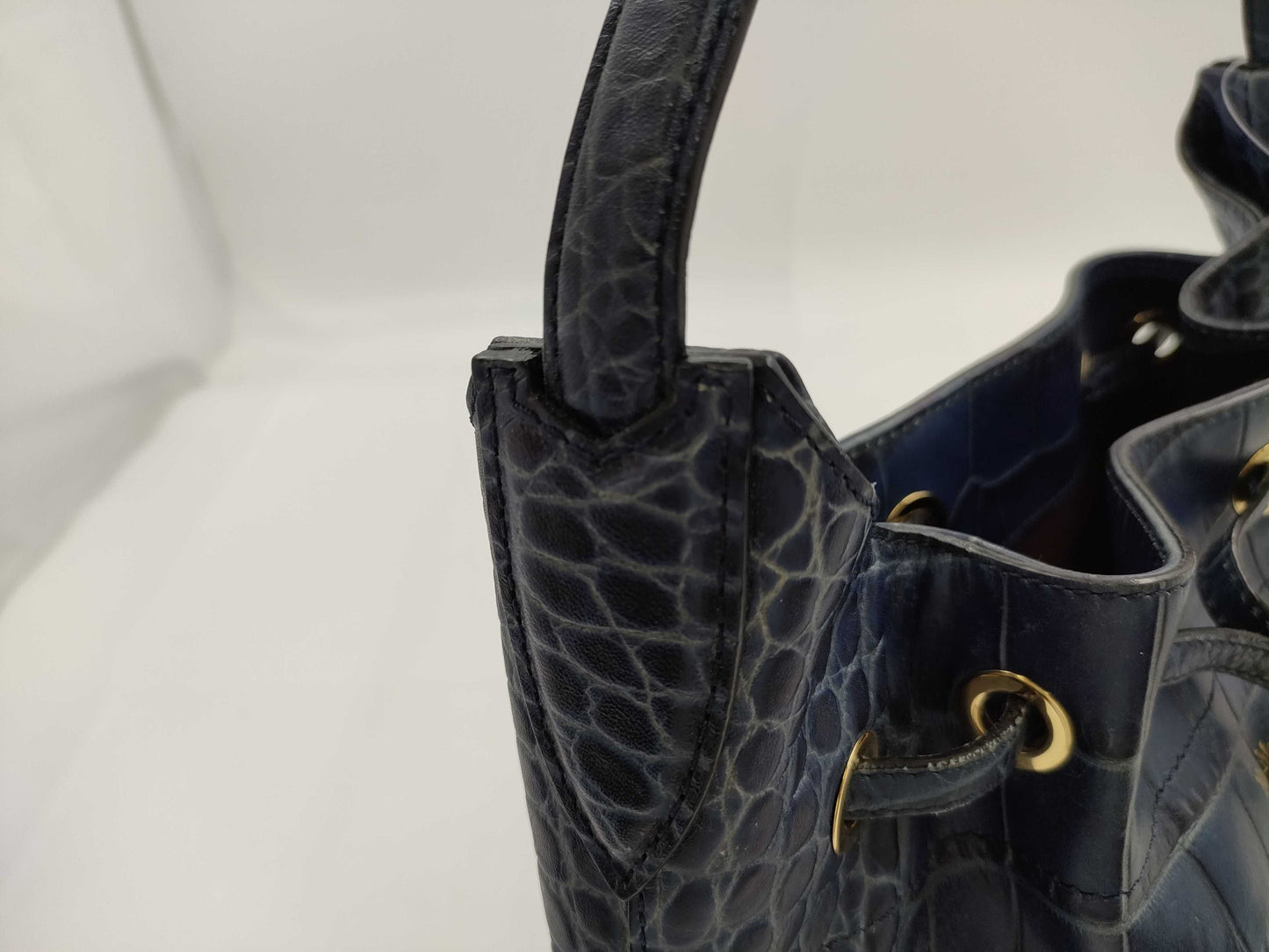 MaxMara Embossed Crocodile Drawstring Tote Bag
