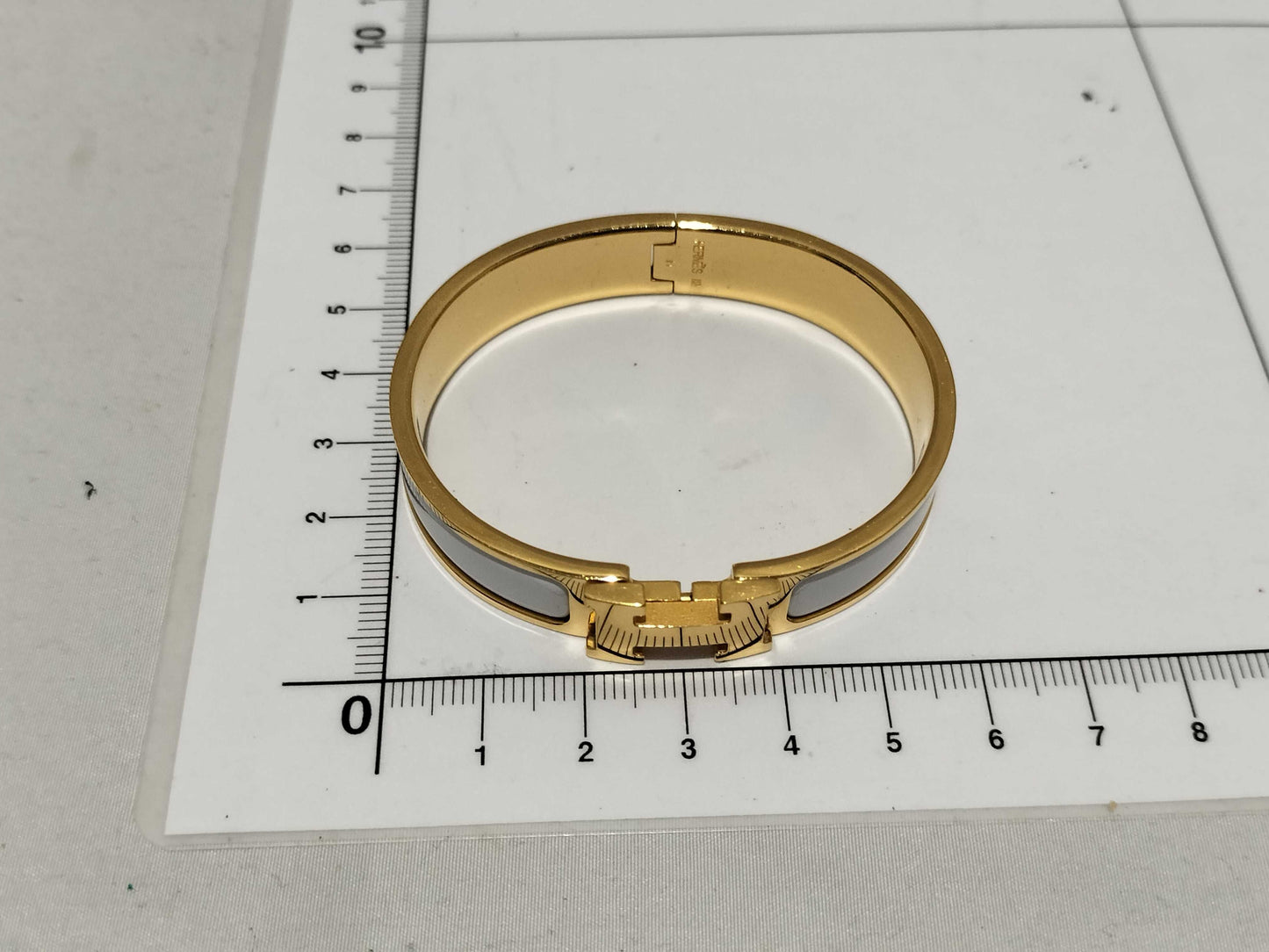 HERMES Click Clack PM/White/Gold Bracelet/Bangle