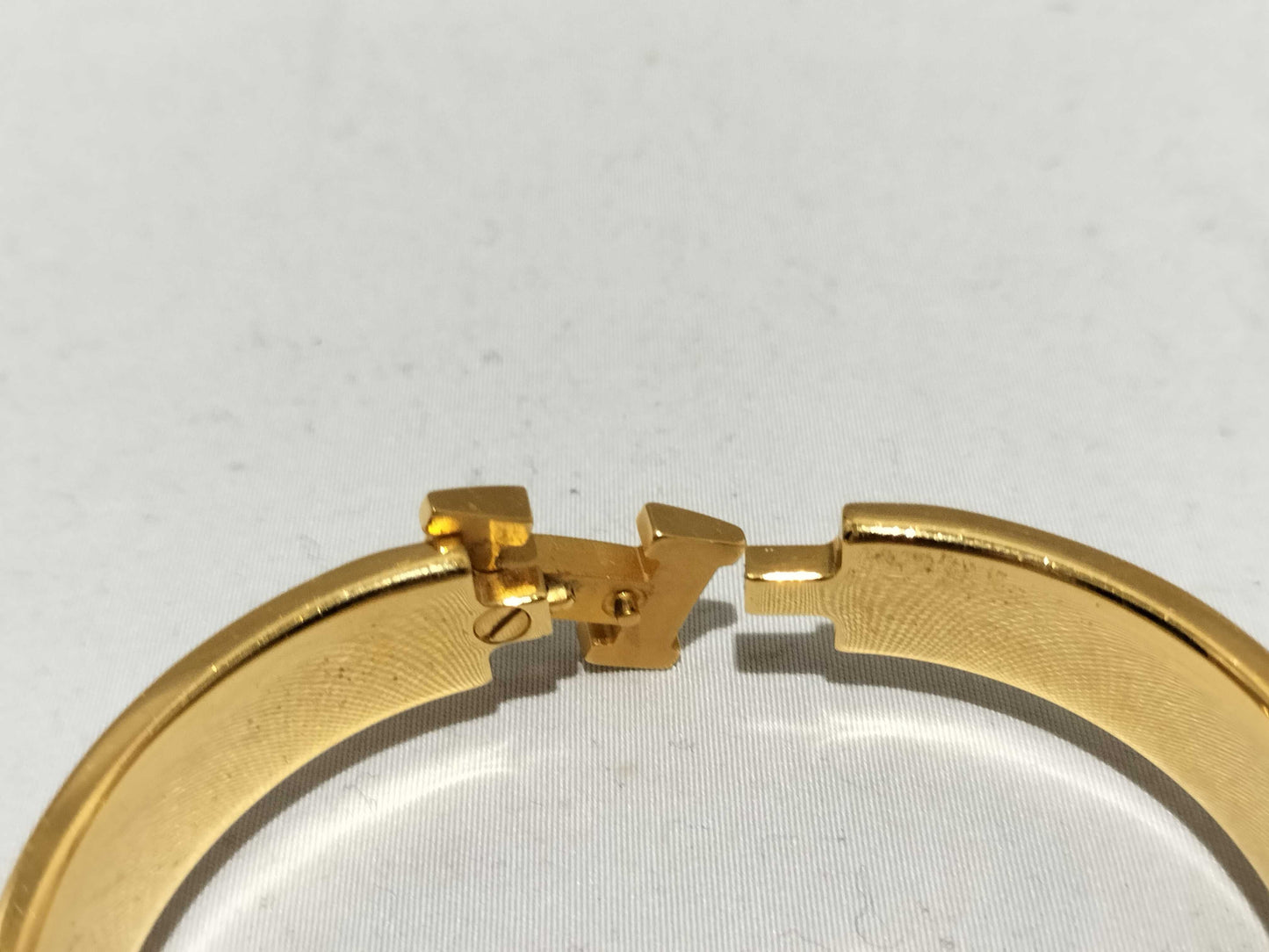 HERMES Click Clack PM/White/Gold Bracelet/Bangle