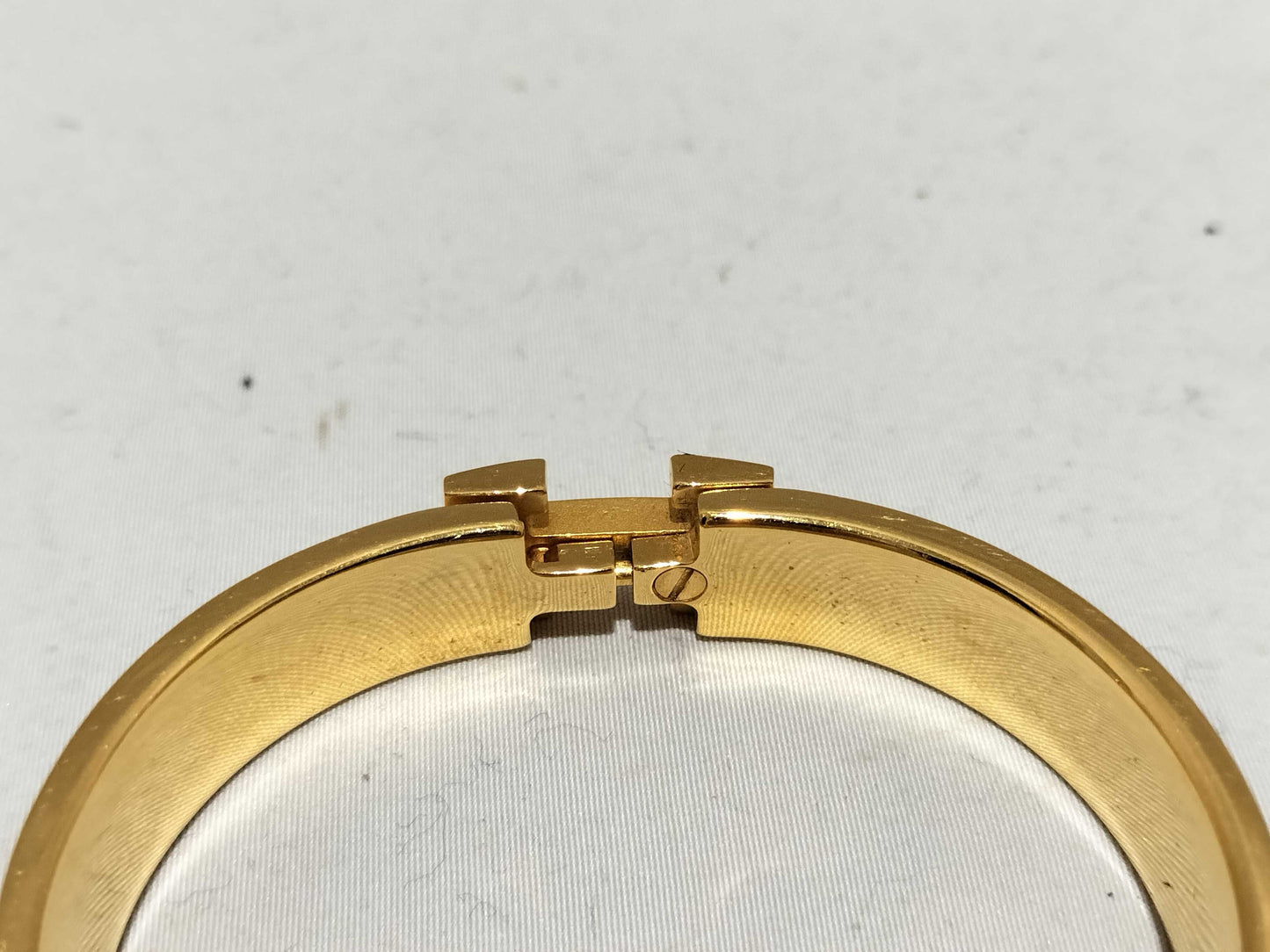 HERMES Click Clack PM/White/Gold Bracelet/Bangle