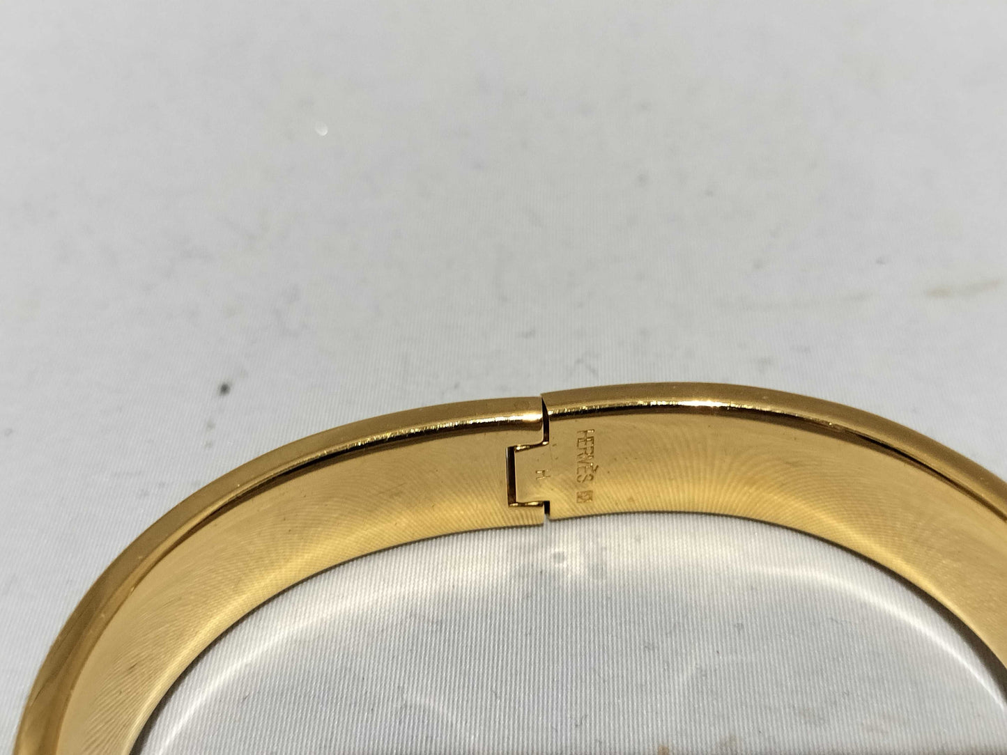 HERMES Click Clack PM/White/Gold Bracelet/Bangle