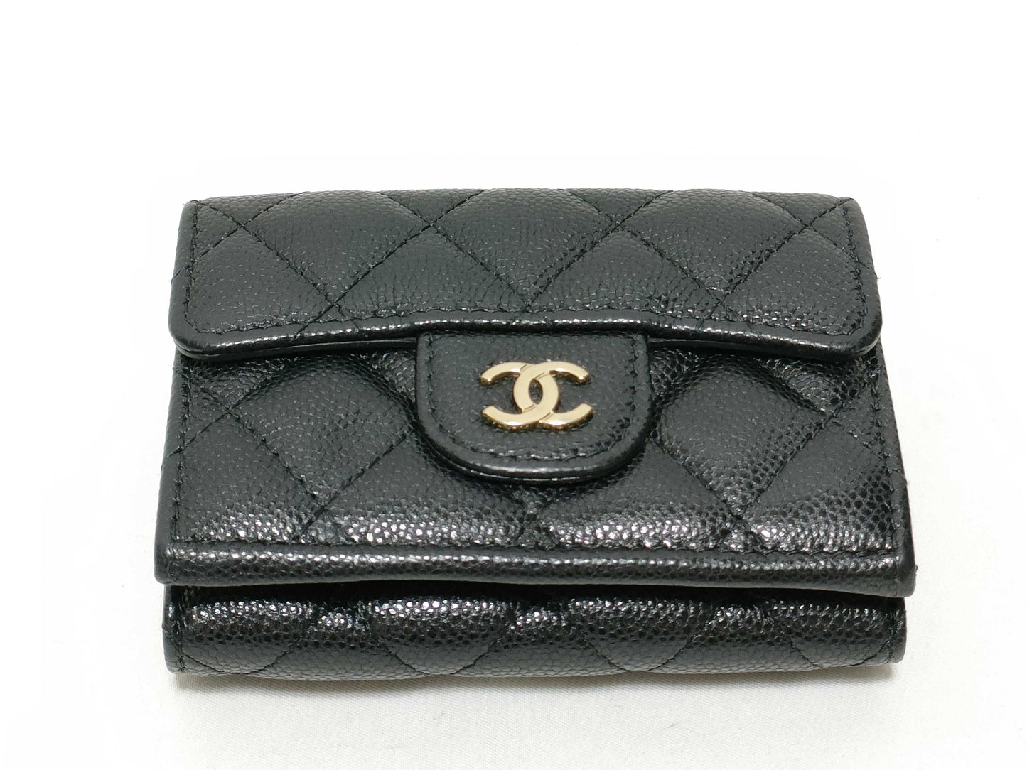 CHANEL Seal, Random Number, Caviar Skin, AP0230, Matelasse Compact Wallet