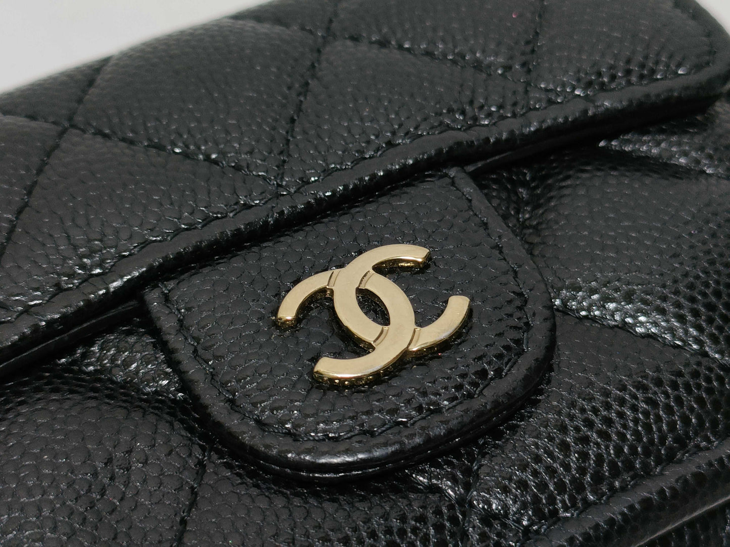 CHANEL Seal, Random Number, Caviar Skin, AP0230, Matelasse Compact Wallet