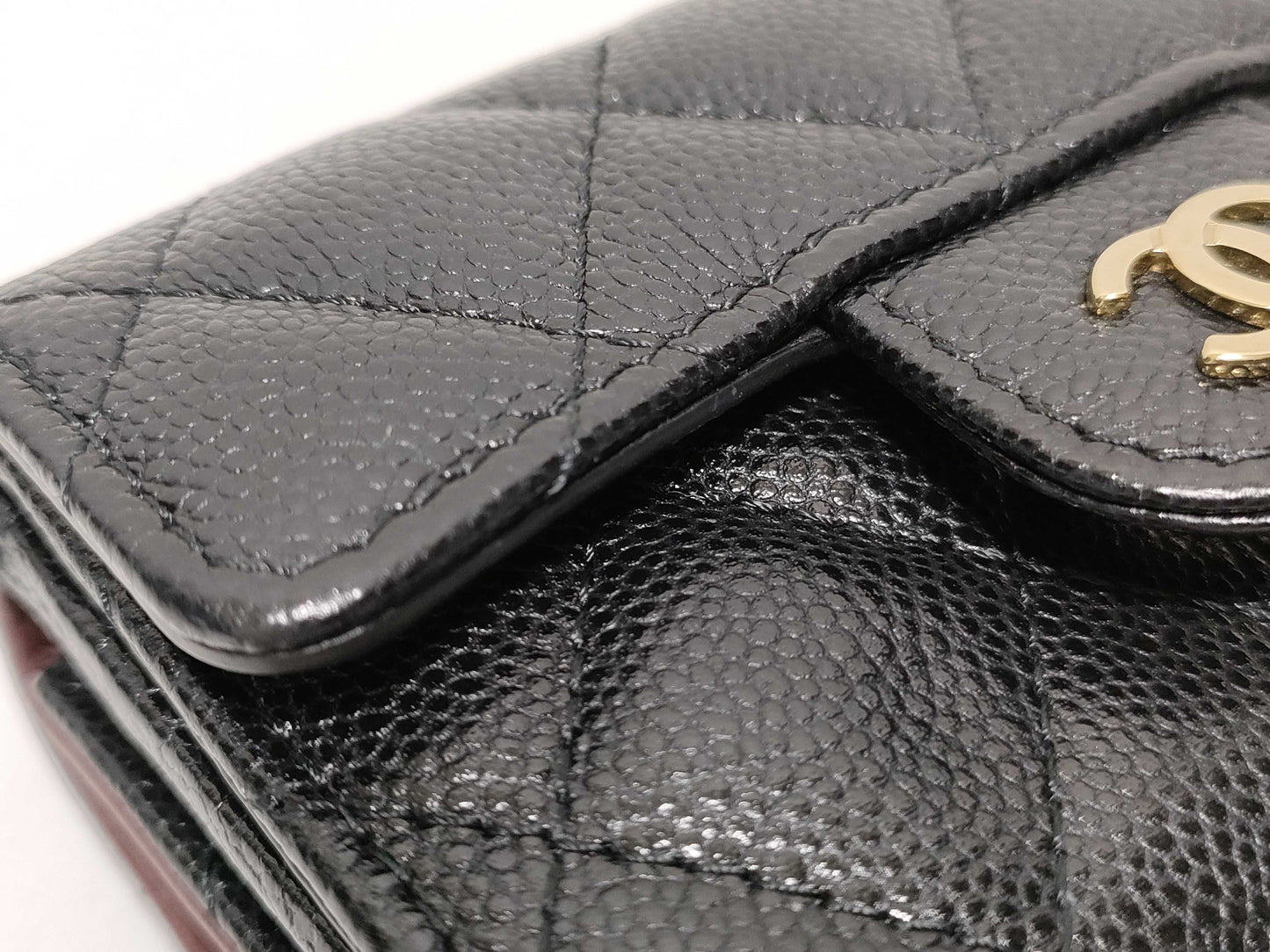 CHANEL Seal, Random Number, Caviar Skin, AP0230, Matelasse Compact Wallet