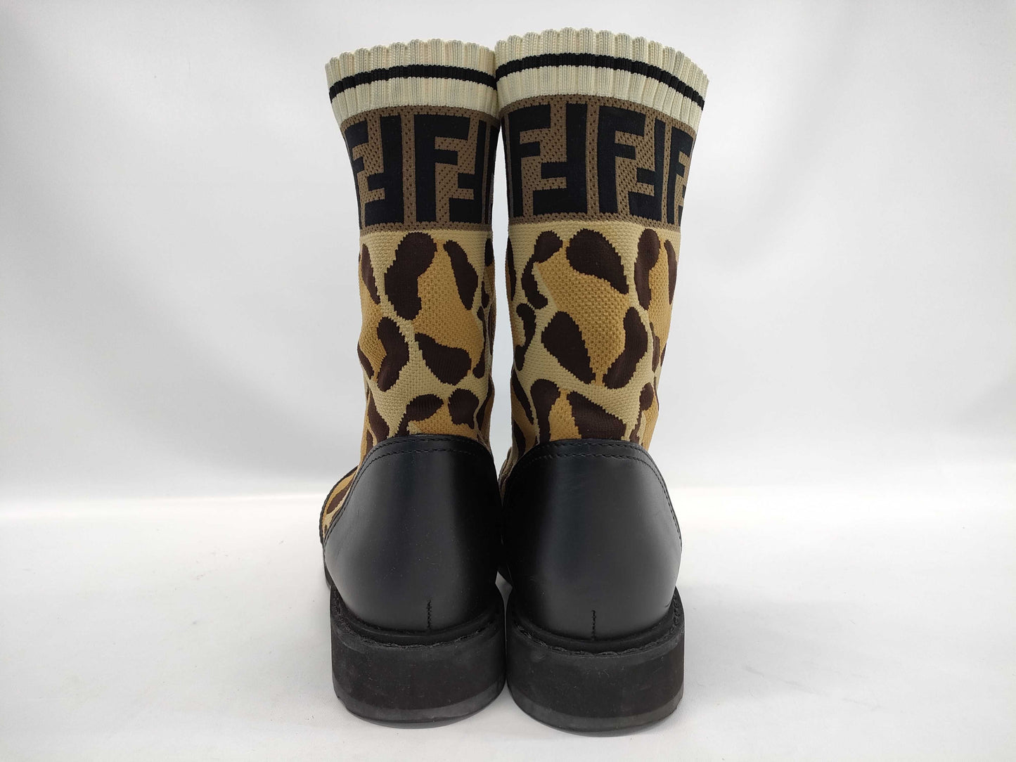 FENDI 8T6780 Leopard Animal FF Zucca Lace-up Boots Other Shoes