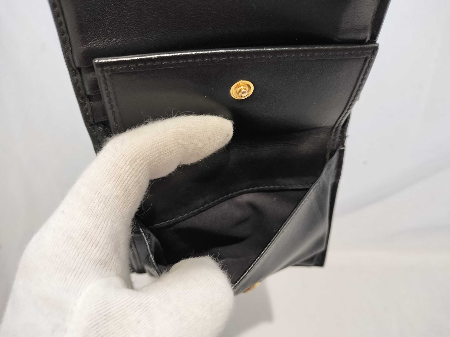 FENDI Leather Studded Folding Wallet Black Wallet