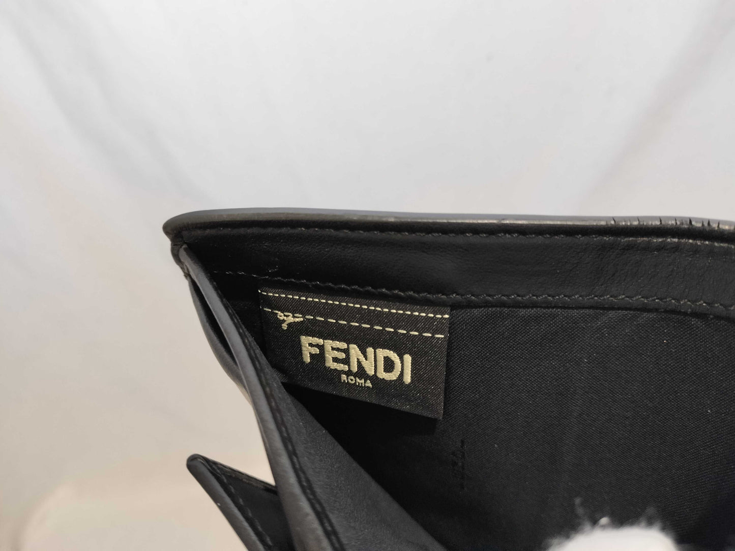 FENDI Leather Studded Folding Wallet Black Wallet