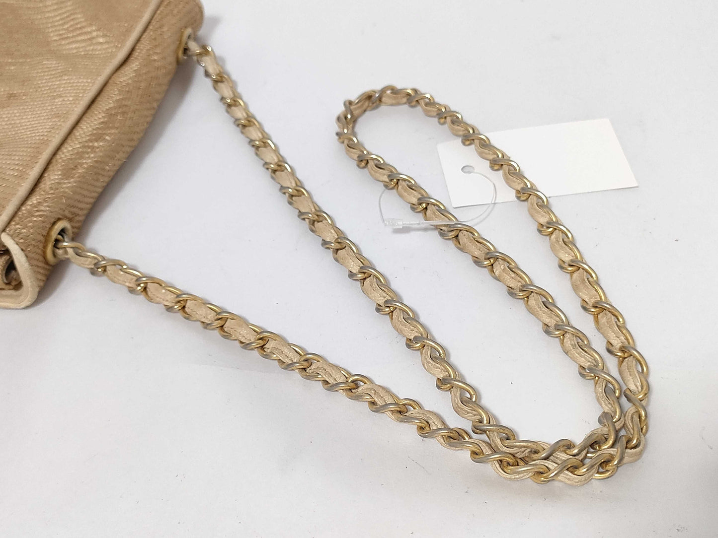 CHANEL 0893225 Raffia Coco Mark Straw Chain Shoulder Bag