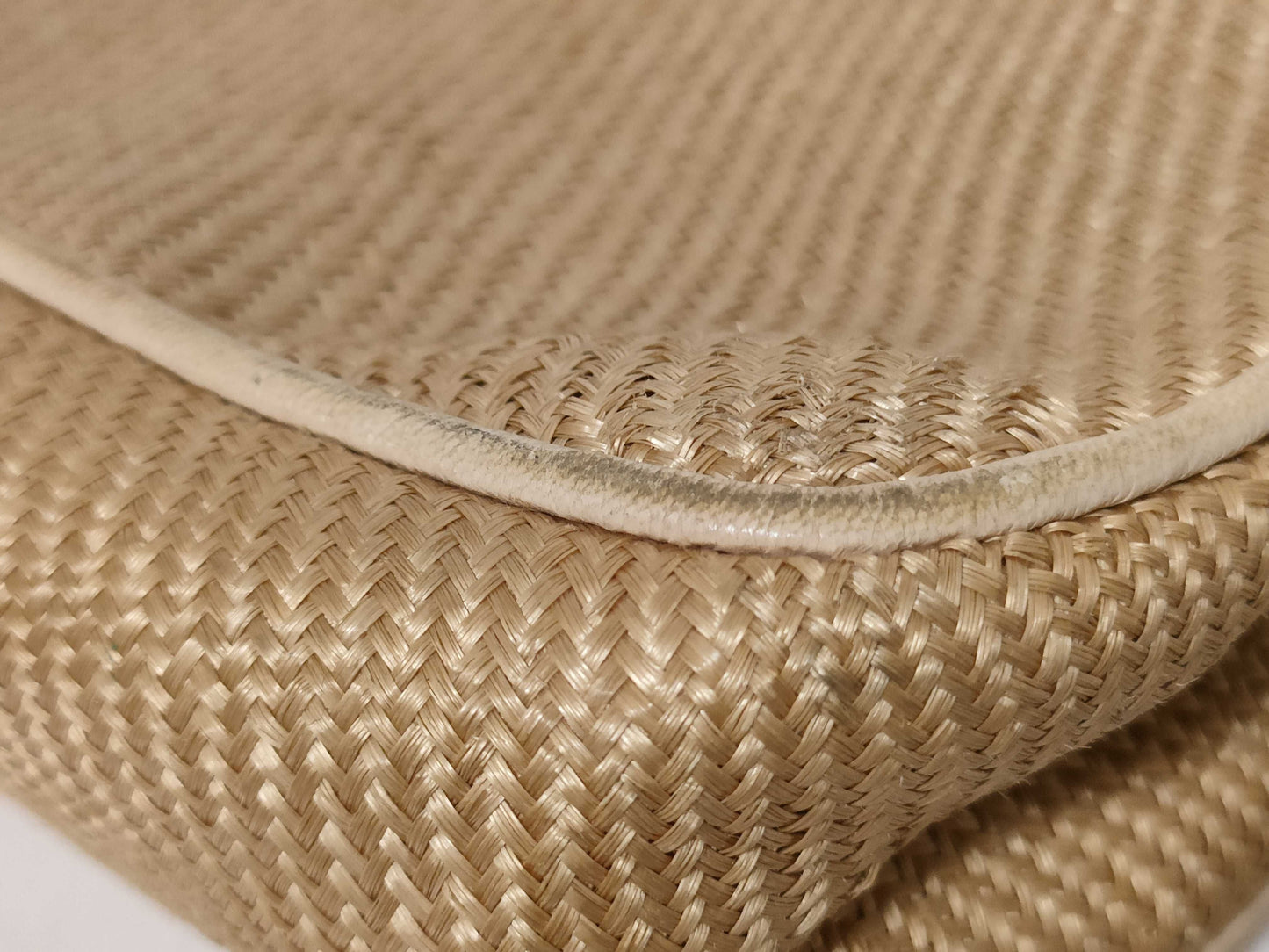 CHANEL 0893225 Raffia Coco Mark Straw Chain Shoulder Bag