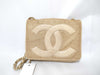 CHANEL 0893225 Raffia Coco Mark Straw Chain Shoulder Bag