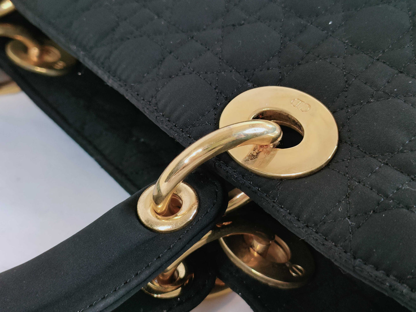 Dior Lady Dior Nylon Handbag with GD Hardware
