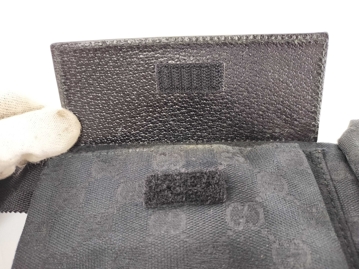 GUCCI GG Canvas Waist Pouch Body Bag Cotton Leather Waist Bag