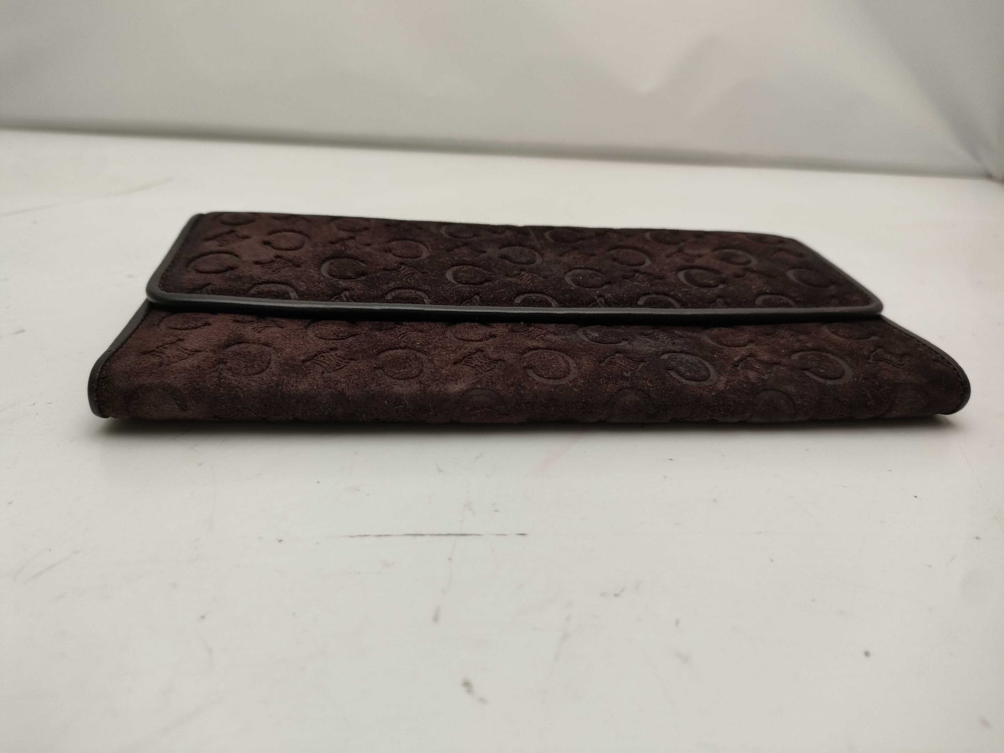 CELINE Long Wallet Suede Brown Wallet