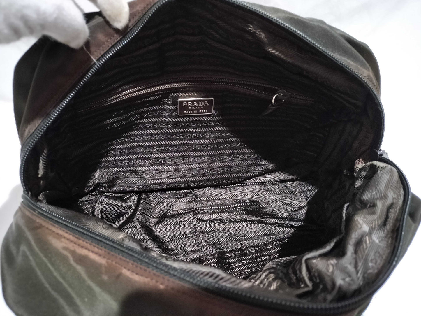 PRADA Nylon Mini Boston Bag, Khaki Handbag