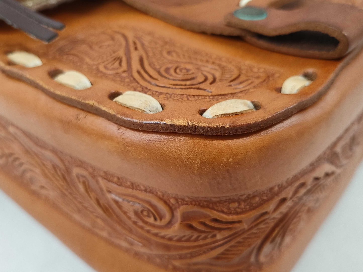 Mexican Leather Carving Shoulder Bag