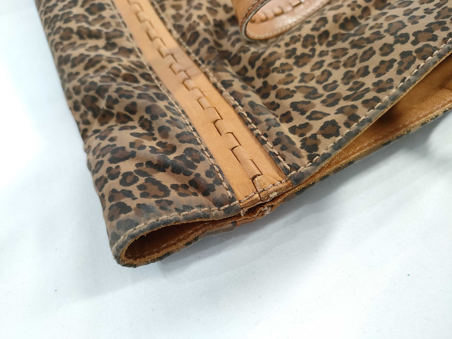 BOTTEGA VENETA Leopard Print Tote Bag in Canvas and Leather