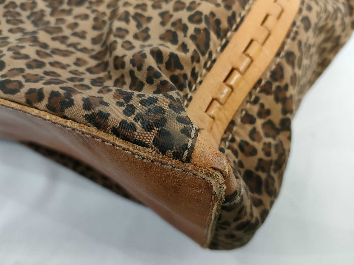 BOTTEGA VENETA Leopard Print Tote Bag in Canvas and Leather