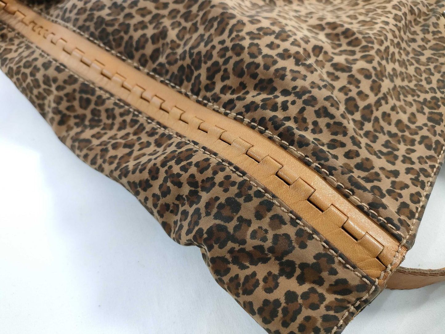 BOTTEGA VENETA Leopard Print Tote Bag in Canvas and Leather