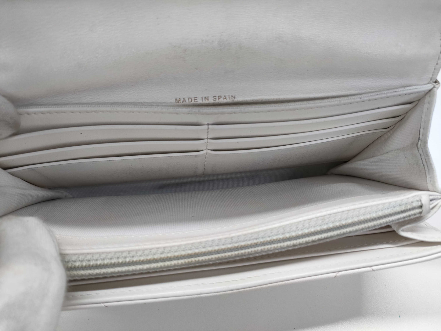 CHANEL Calfskin Mato Coco Mark White Long Wallet