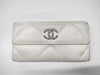 CHANEL Calfskin Mato Coco Mark White Long Wallet