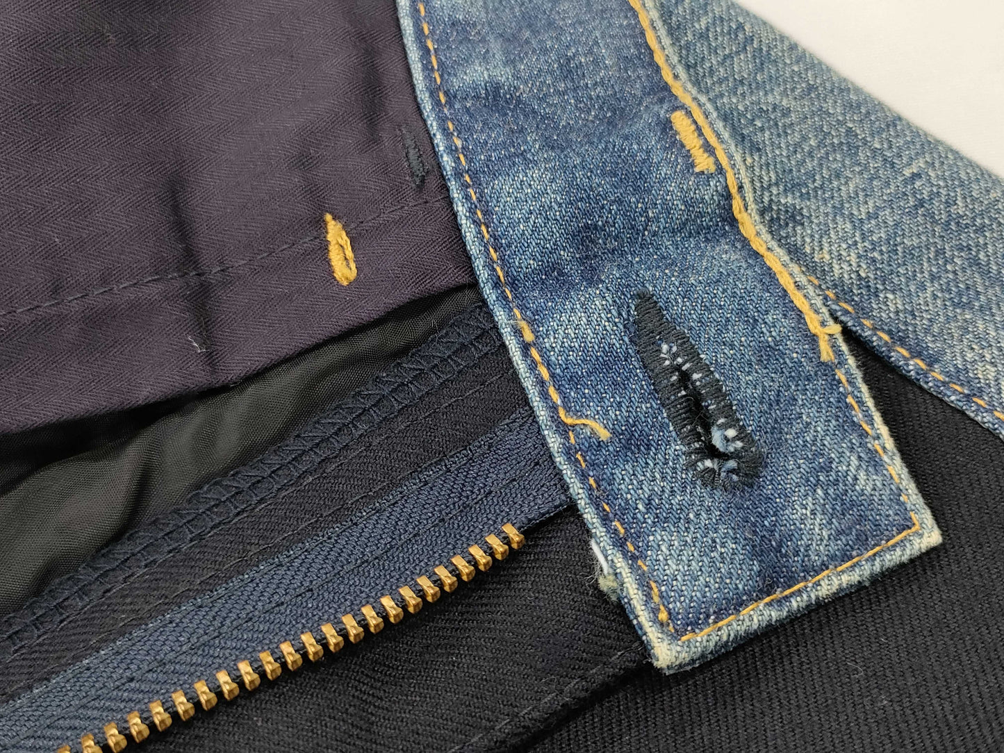 COMME des GARÇONS Junya Wool-trimmed Denim Pants with Leather Pockets AD2019