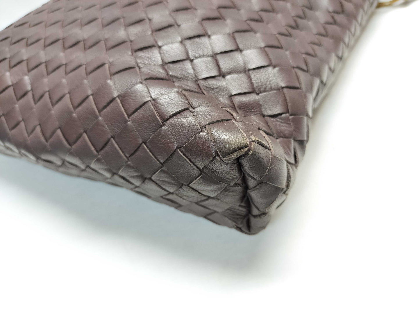 BOTTEGA VENETA Intrecciato Shoulder Bag/Brown/Vintage