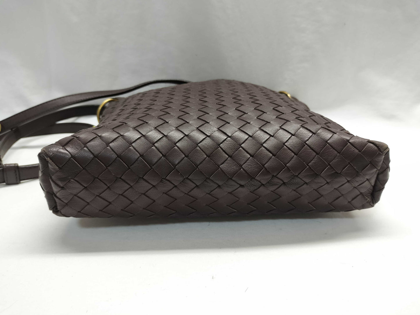 BOTTEGA VENETA Intrecciato Shoulder Bag/Brown/Vintage