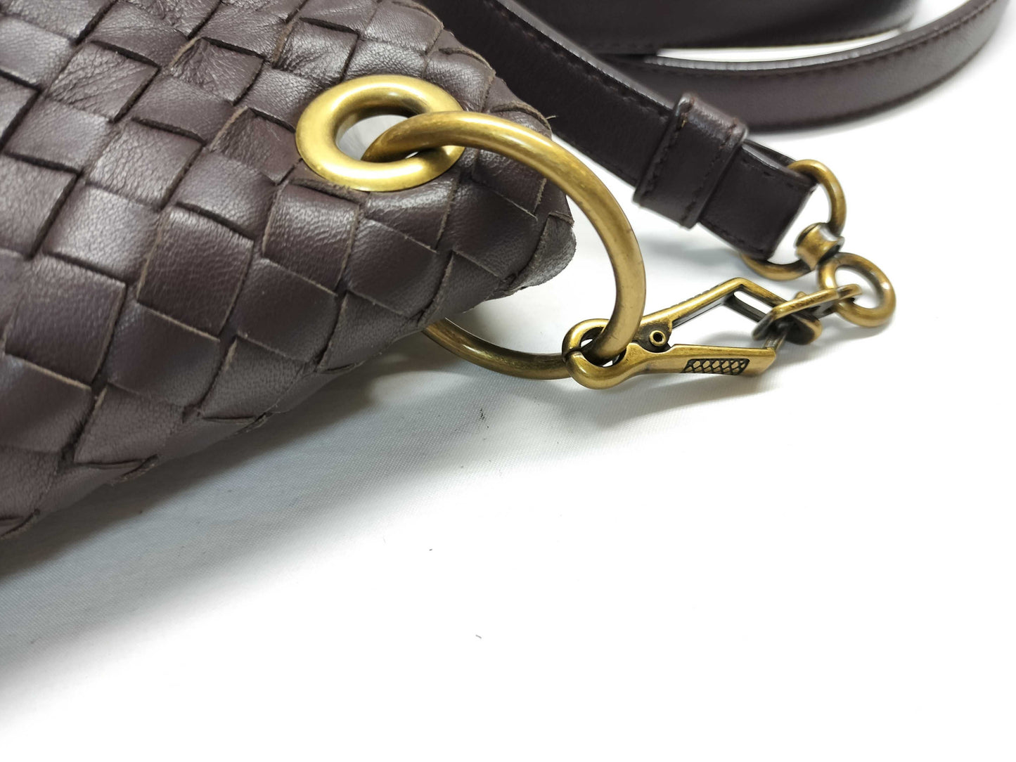 BOTTEGA VENETA Intrecciato Shoulder Bag/Brown/Vintage