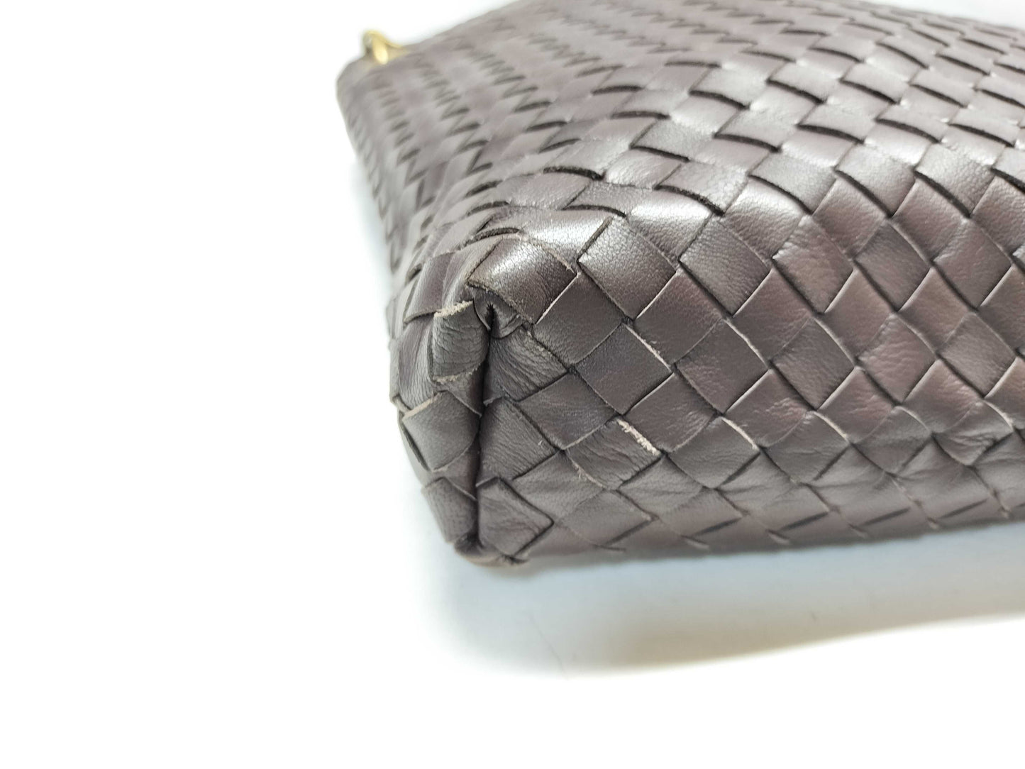 BOTTEGA VENETA Intrecciato Shoulder Bag/Brown/Vintage
