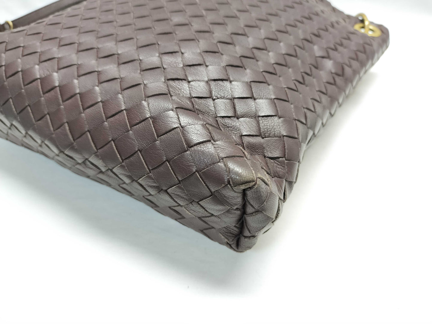 BOTTEGA VENETA Intrecciato Shoulder Bag/Brown/Vintage