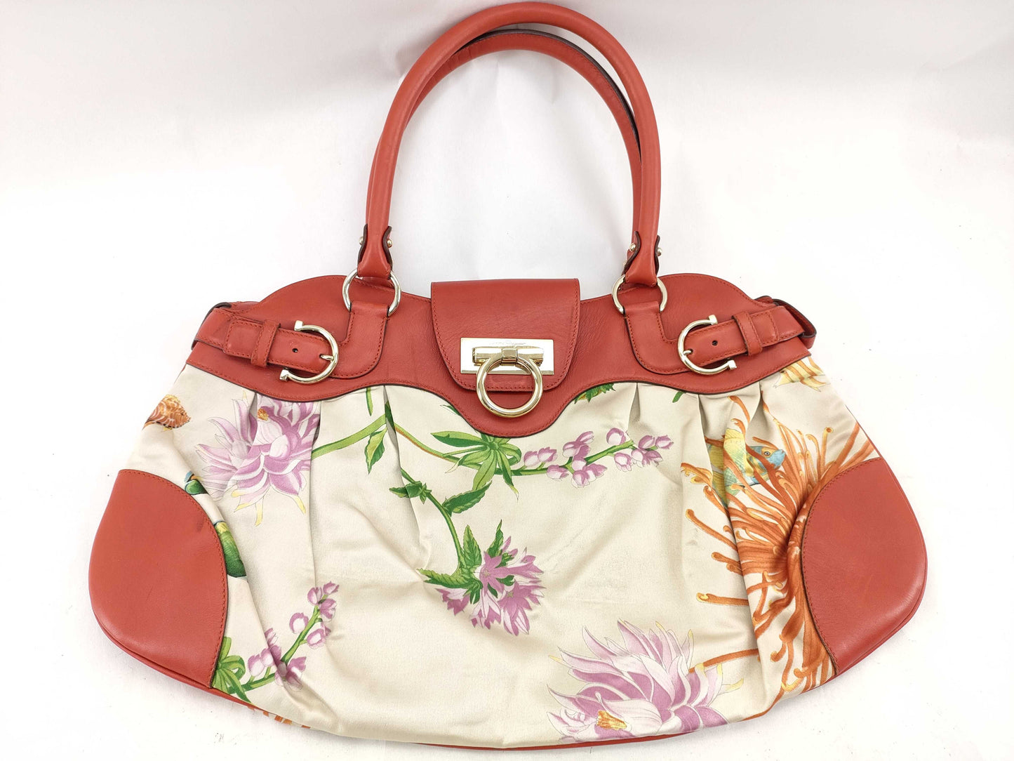 Salvatore Ferragamo Gancini Fish/Floral Design Handbag