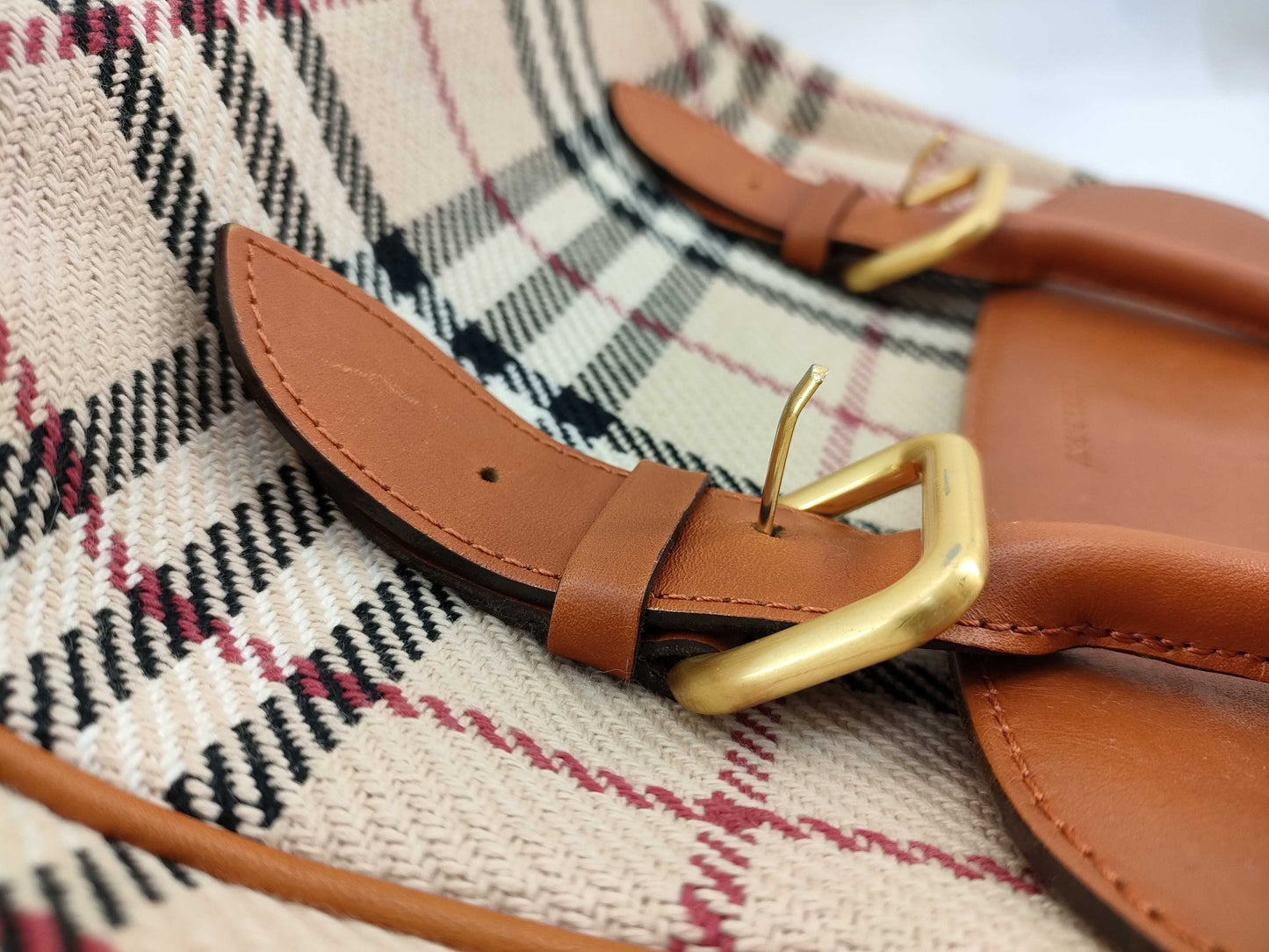 BURBERRY Canvas x Leather Tote Bag Handbag