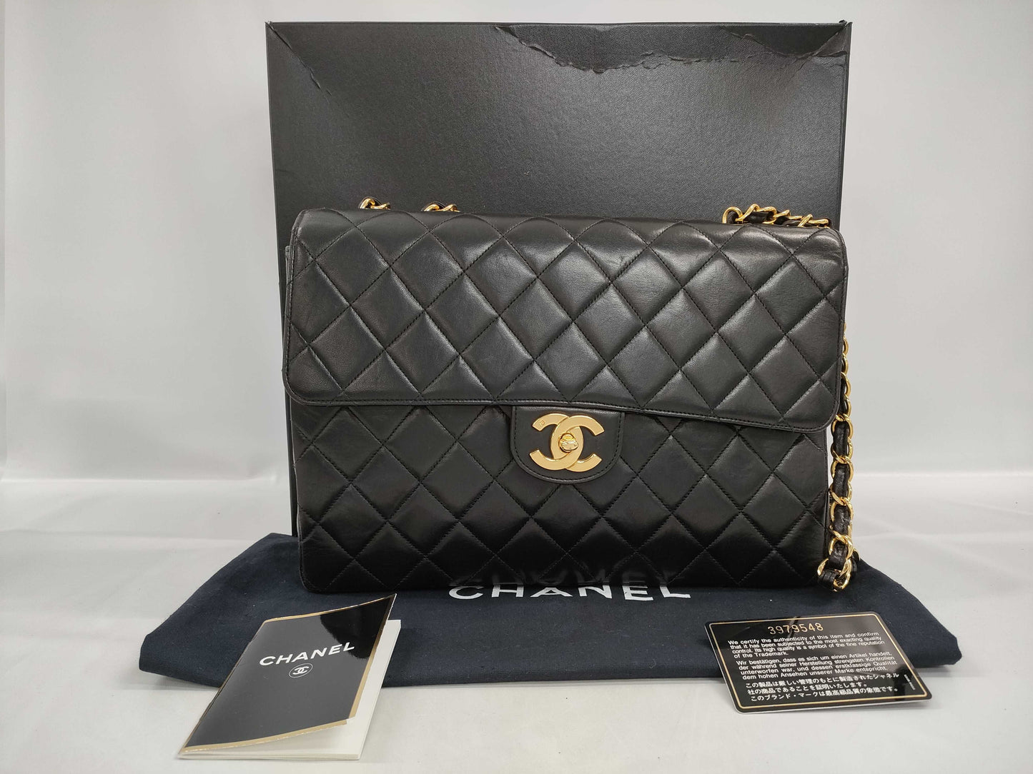 CHANEL 3979548 Lambskin Deca Matelasse Single Flap Double Chain Seal Shoulder Bag