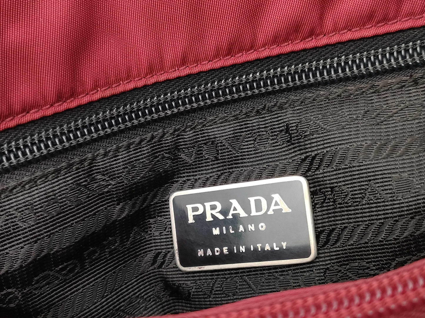 PRADA nylon tote bag, red