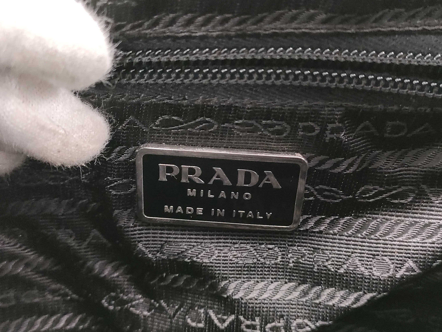 PRADA nylon tote bag with triangle logo